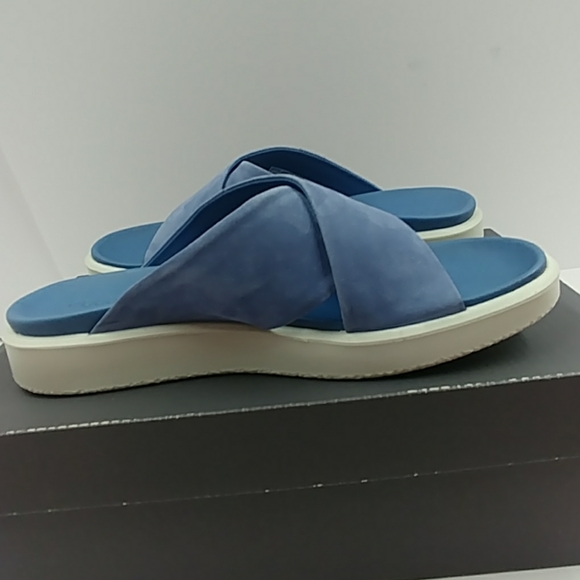 ECCO Flowt Slide Retro Blue Calf Nubuck Size 38 - Picture 6 of 8